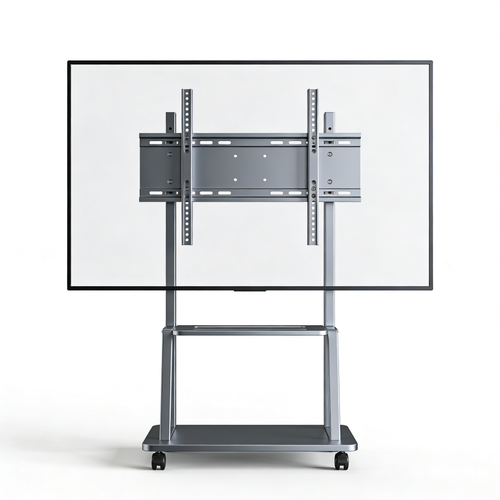 mobilivivo.com Supporto TV da Pavimento Inclinabile per 32-70 Pollici, Girevole e Regolabile in Altezza con Ripiano, VESA Max 400x400 mm, Carico 40 kg